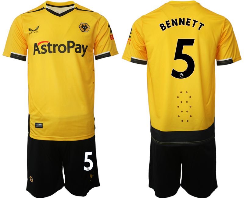 Men 2022-2023 Club Wolverhampton Wanderers home yellow #5 Soccer Jersey->other club jersey->Soccer Club Jersey